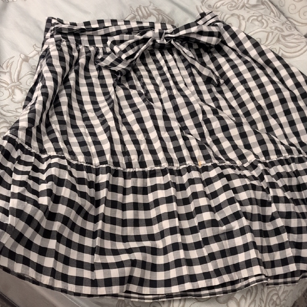 J. Crew Black and White Checkered A-Line Skirt